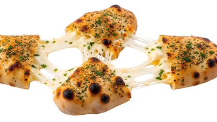 Delicious cheesy garlic bread slices with melted mozzarella and herbs