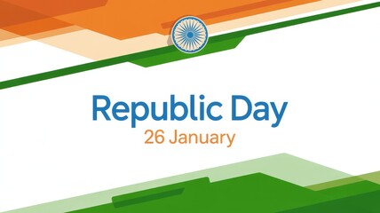 Indian republic day abstract graphic with national flag colors isolated on white background