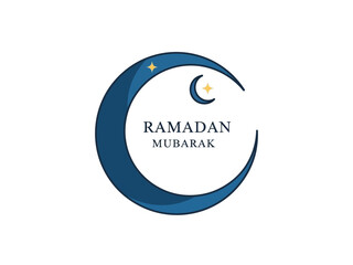 Ramadan Mubarak Crescent Moon and Star Design for Festive Greetings
