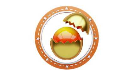 Golden Cracked Egg with Orange Star Border