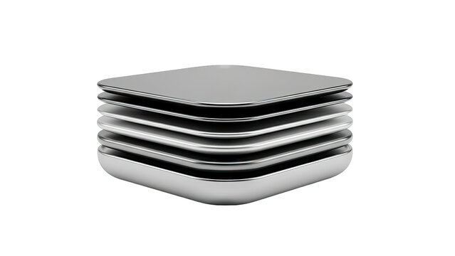 Stack of Square Metal Plates with Rounded Corners