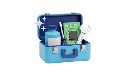 Tech Repair Toolkit with Circuit Board and Tools