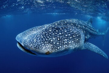 Whale shark in deep blue ocean (1)