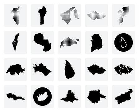 Global Geography And Cartography &ndash; Map Outlines Of Various World Countries For Educational Materials And Atlas Illustrations.