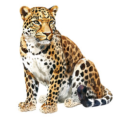watercolor of Leopard painting, isolated on a white background. © velora
