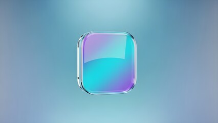 Vibrant purple and blue gradient glass button on modern background