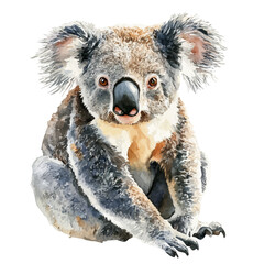 Koala, watercolor painting with colorful accents, isolated on a white background. © velora