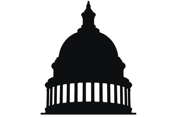 A striking silhouette of a capitol building dome against a white background © tarek