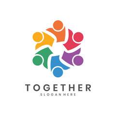 Abstract people togetherness logo for teamwork and community