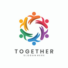 Abstract people togetherness logo design