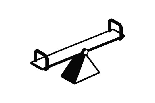 A simple black and white illustration of a classic seesaw design