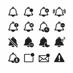 Notification icons set: alerts, messages, and status indicators