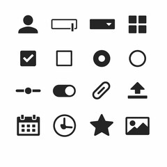 User interface icons: settings, file management, and multimedia controls