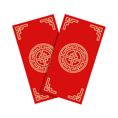 Traditional chinese red envelopes adorned with auspicious patterns for lunar new year celebrations