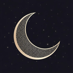 Naklejka premium Crescent Moon Shines Brightly in the Dark Night Sky with Stars