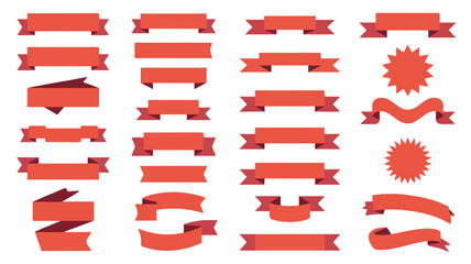 Red ribbons and banners collection for decoration and design