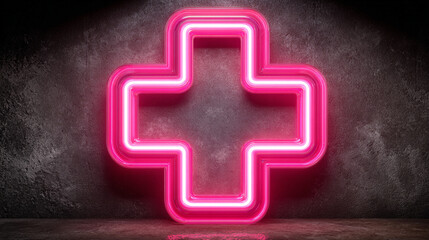 Bright glowing floating plus icon, representing healthcare, medical services, and wellness, ideal for digital interfaces, health apps, and medical visuals