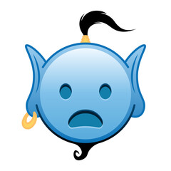 Blue genie cartoon emoji frowning face with open mouth