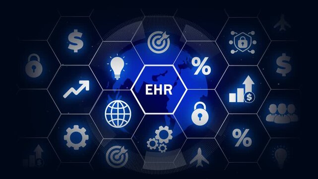 EHR Electronic health record medical and technology concept.