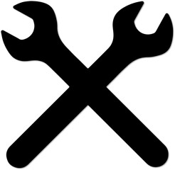 Two crossed black wrenches a simple vector illustration representing tools repair and mechanics isolated on a white background