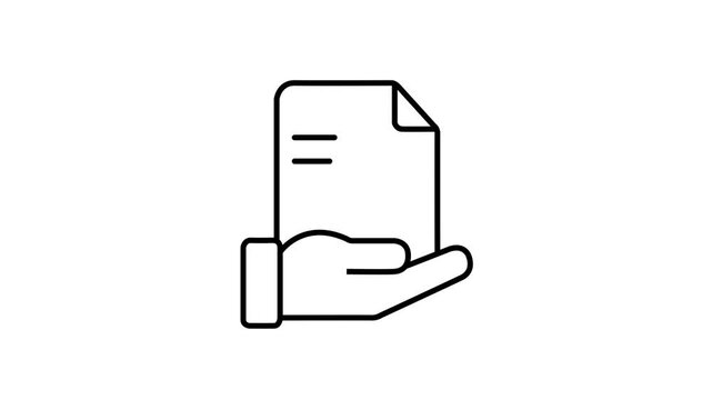 Document Icon 4K stock video,on a white background, with black color and video animation.