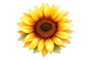 Fototapeta premium Isolated sunflower head showing yellow petals and golden center, a symbol of summer, nature, and growth with transparent background