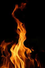 fire red flames burning in the cozy  home fire place