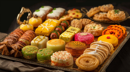 Assorted Traditional Indian Sweets for Festival Celebration.