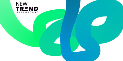 Modern Abstract Background with Green and Blue Gradient Ribbon Shapes