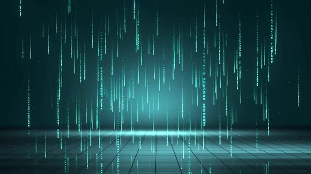 Visual Representation of Digital Rain: A Stunning Display of Flowing Light Patterns Emulating Data Streams in an Immersive Cyber Environment
