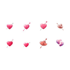 Set of Heart Emojis with Arrows