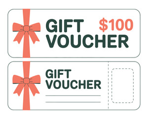Two gift vouchers are presented, one for one hundred dollars and the other blank.