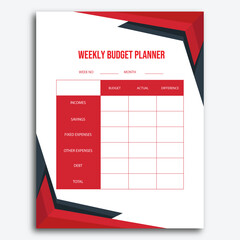 Weekly Budget Planner Template