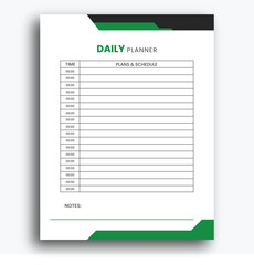 Modern Daily Planner Template with Time Slots and Notes