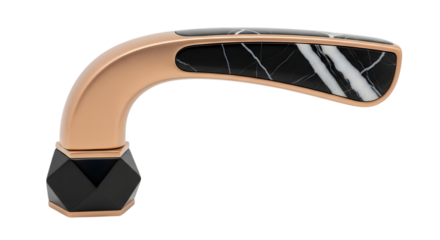 Modern door handle with marble and gold isolated on white background