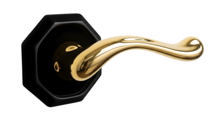 Elegant golden door handle isolated on white background for interior design