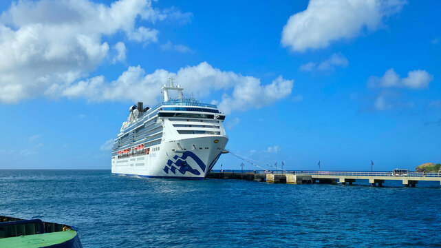 Coral Princess cruise ship in Port Zante St. Kitts Caribbean Island 01.02.2026