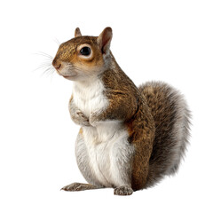 Obraz premium Brown squirrel sitting upright on black background