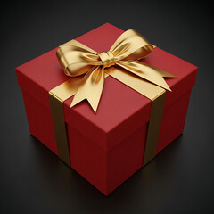 Fototapeta premium Elegant red gift box with golden bow