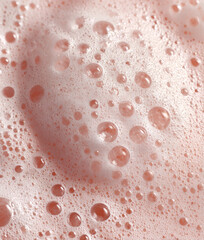 Background with macro pink colored foam bubbles creating an abstract pattern