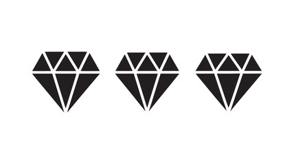 Diamond Icons in Minimalist Style with Simple Black and White Color on Clean White Background for Jewelry Design