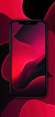 Red abstract phone wallpaper.  Fluid design. Dark background