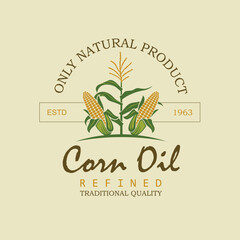 label on bottle for refined cooking corn oil