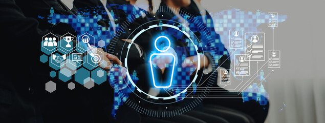 A modern digital networking scene featuring people engaged with technology, illustrating concepts of innovation, teamwork, and data analysis in a contemporary workspace. Trope