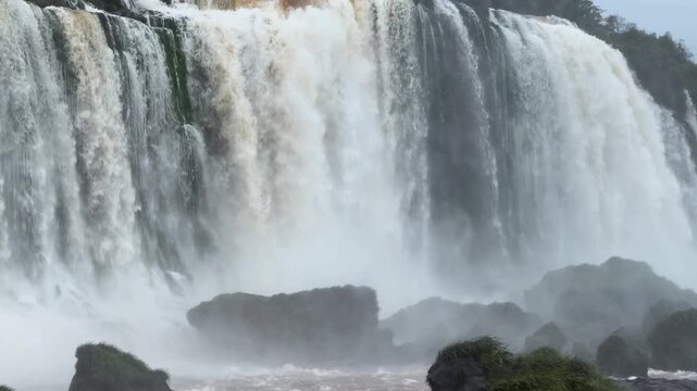 Majestic Large Waterfalls in Lush Tropical Jungle