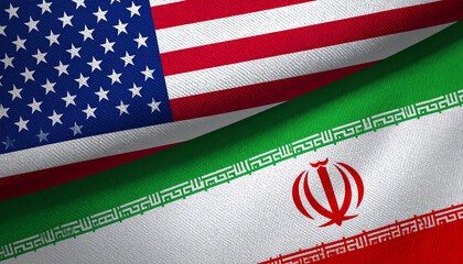Conflict between USA and Iran represented with flags