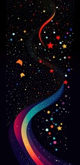 Rainbow galaxy trail, cosmic dust, stars. Phone wallpaper