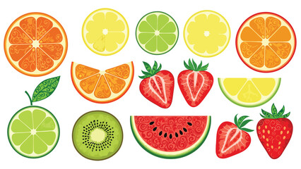 Obraz premium Vibrant collection of fresh citrus berries and exotic fruit slices