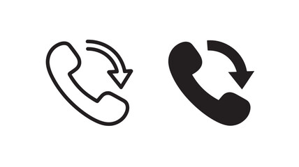 Phone Icons with Rotation Arrows in Simple Outline and Solid Black Styles on White Background for UI Design