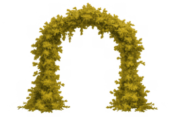 Green archway with lush foliage and vibrant leaves providing a welcoming garden entrance and natural portal